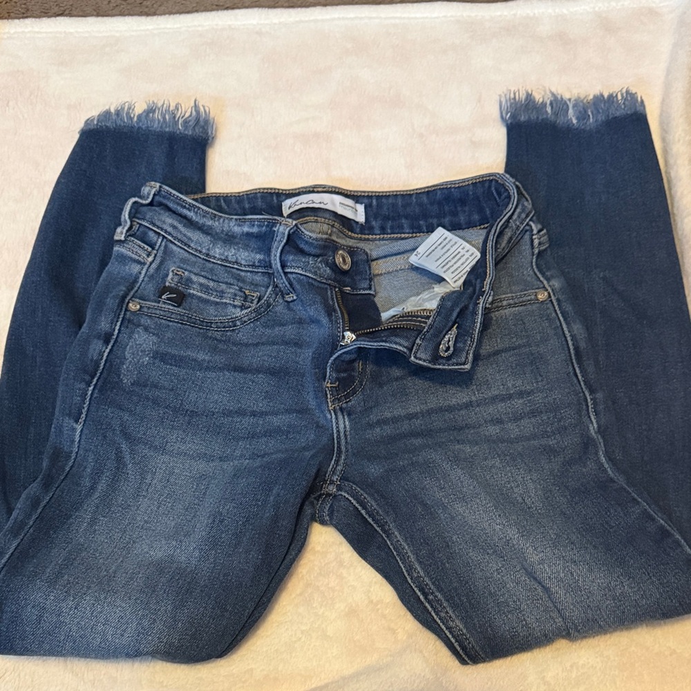 KanCan Distressed Ankle Jeans - Dark Blue